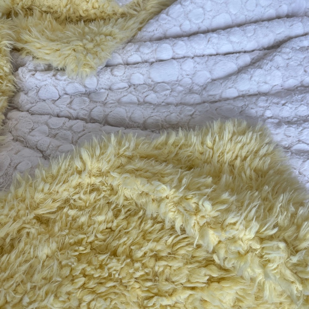 Fluffy Yellow couture Minky Throw Blanket